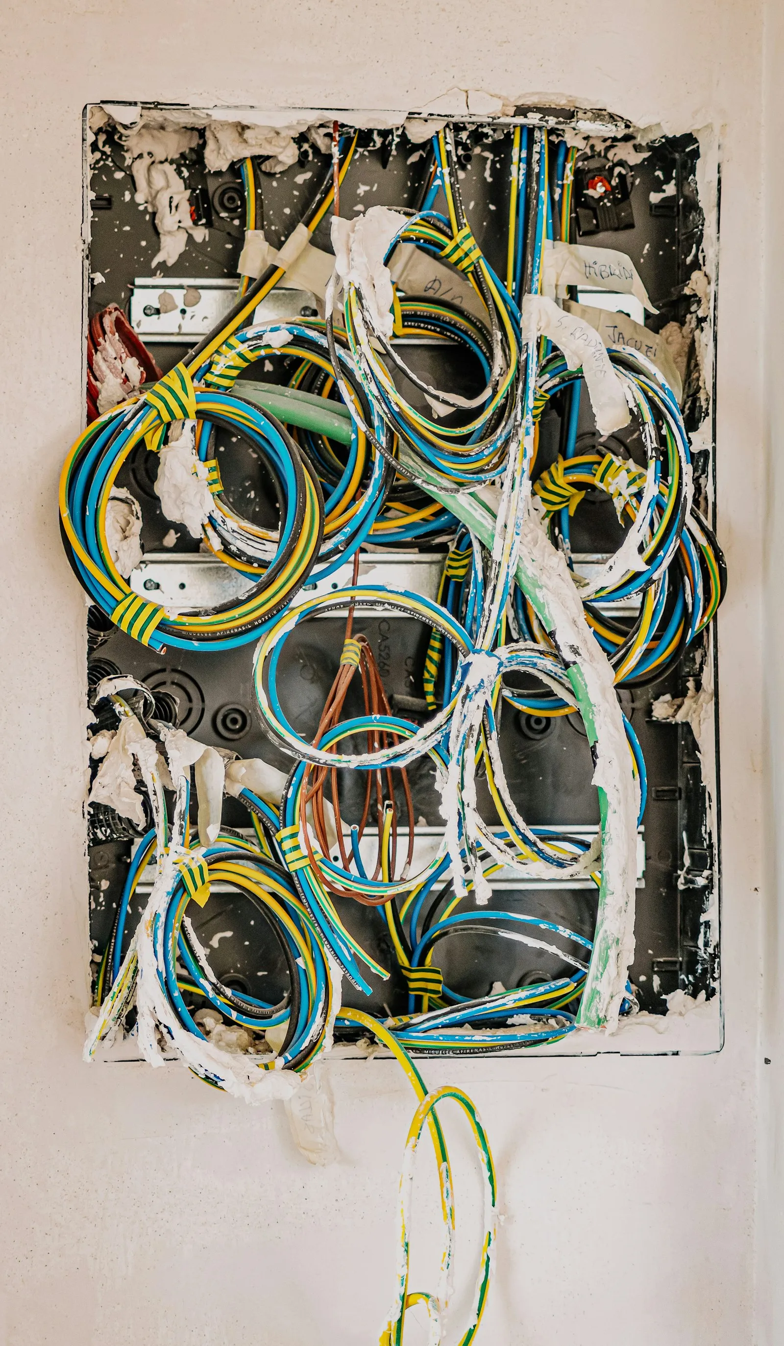 Panel distribusi ruko baru dengan MCB berlabel setelah upgrade daya ke 5.500 VA